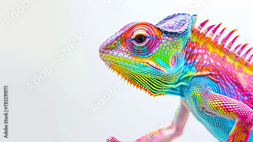 Chamaleon Rainbow Colors on white background photo