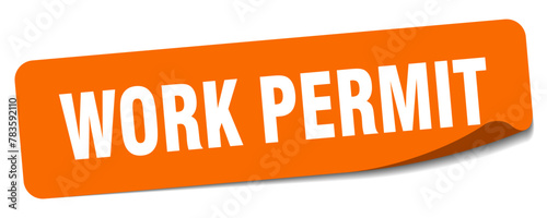 work permit sticker. work permit label