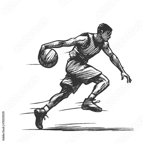 Basketball player in action - vector drawing