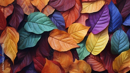 A pile of colorful autumn leaves  each with its own unique texture and shape