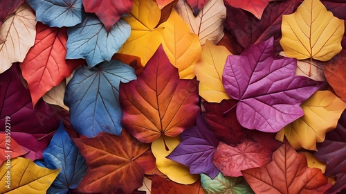 A pile of colorful autumn leaves, each with its own unique texture and shape