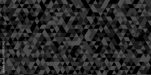 Vector geometric seamless technology gray and black triangle background. Abstract digital grid light pattern dark black and gray Polygon Mosaic triangle Background, business and corporate background