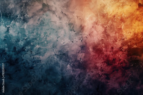 Abstract background, gradient color of blue and red, dark grey, and light orange, with rough texture and a bit of foggy effect © TP71