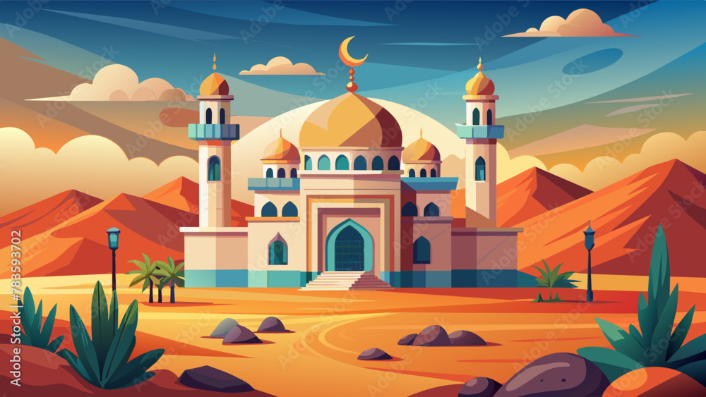 background-of-mosque-in-the-middle-of-the-desert