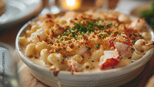 Lobster mac and cheese dish