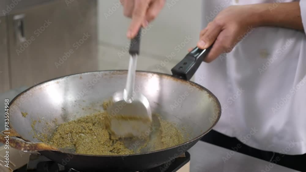 Chef is preparing prepared food. Chef is preparing prepared food.
