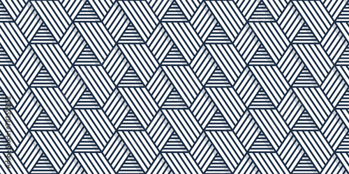 Linear flat abstract lines. Pattern of voluminous stripes, hexagonal shape.