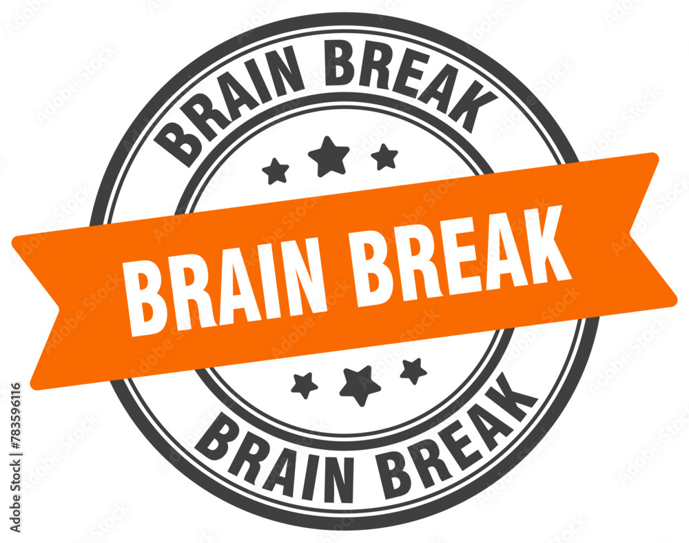 Fototapeta premium brain break stamp. brain break label on transparent background. round sign