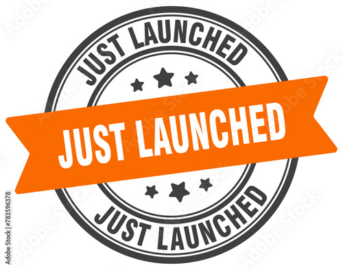 just launched stamp. just launched label on transparent background. round sign