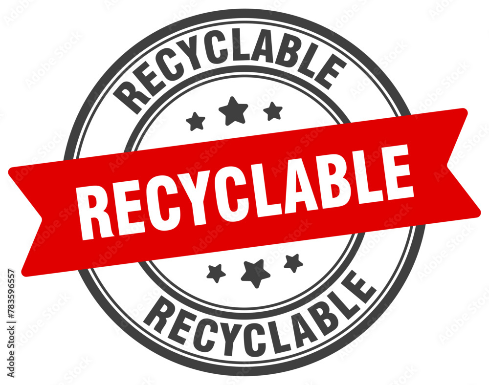 recyclable stamp. recyclable label on transparent background. round sign recyclable stamp. recyclable label on transparent background. round sign