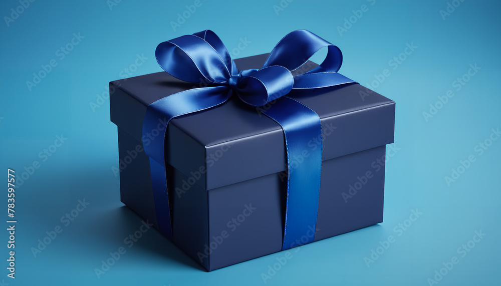 Obraz premium A vibrant depiction of presents against a blue background, illustrated with thick layers of paint to highlight their colorful wrapping and decorative bows. Generative AI.