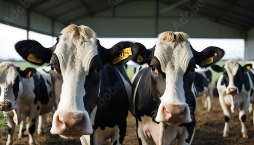 Cows in a barn. Generative AI.

 photo