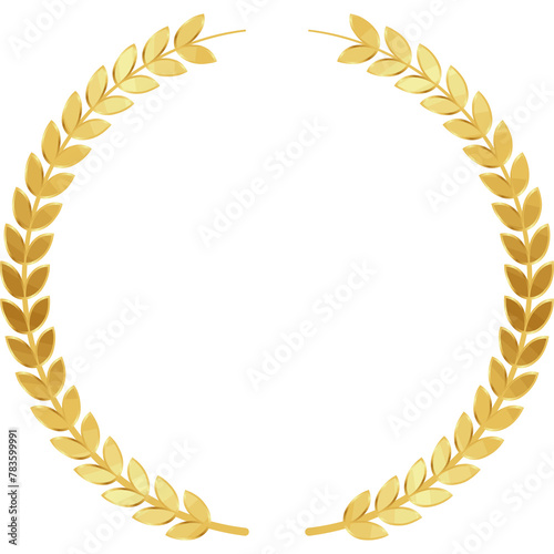 AI generated golden Wreath leaves ornament icon with transparent background photo