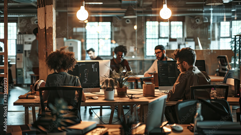 Programmers Working On Software In Office