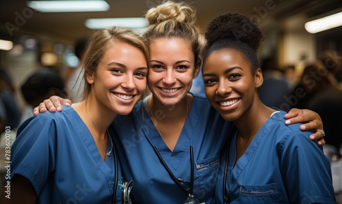 Three Women in Scrubs Posing for a Picture © uhdenis