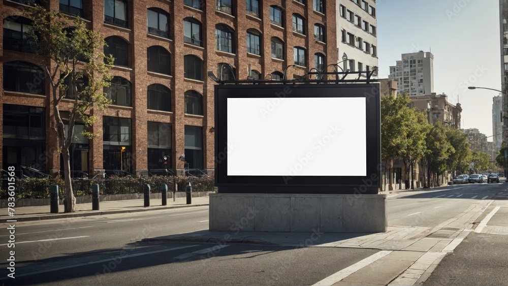 Mockup, Blank Street Billboard in a Typical Cityscape Mockup, Blank Street Billboard in a Typical Cityscape