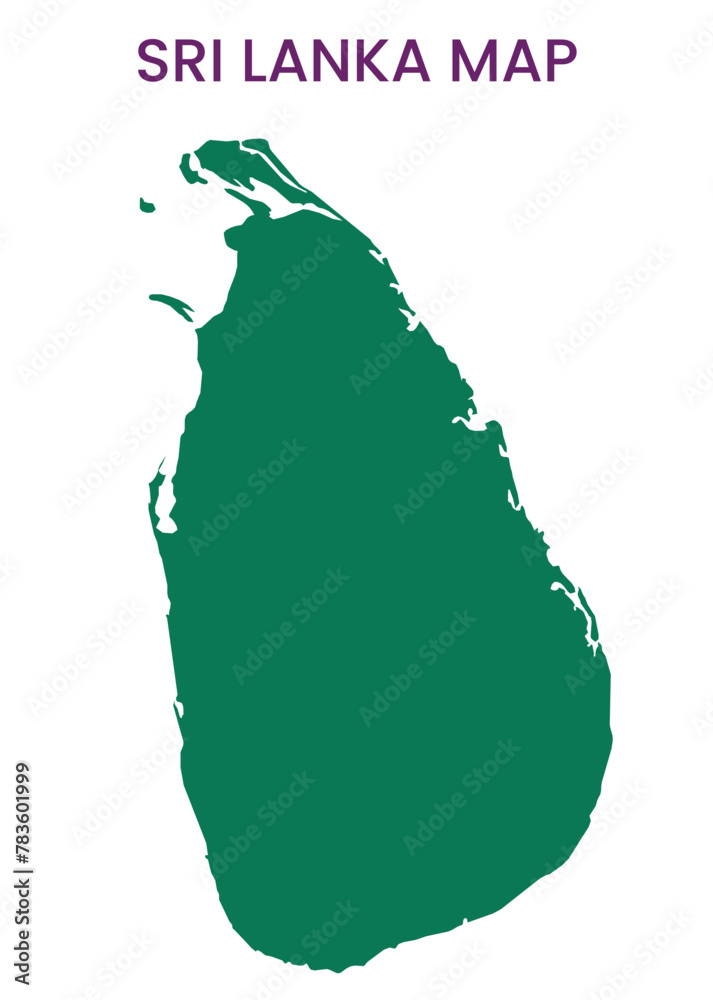 High detailed map of Sri Lanka. Outline map of Sri Lanka. Asia Stock ...