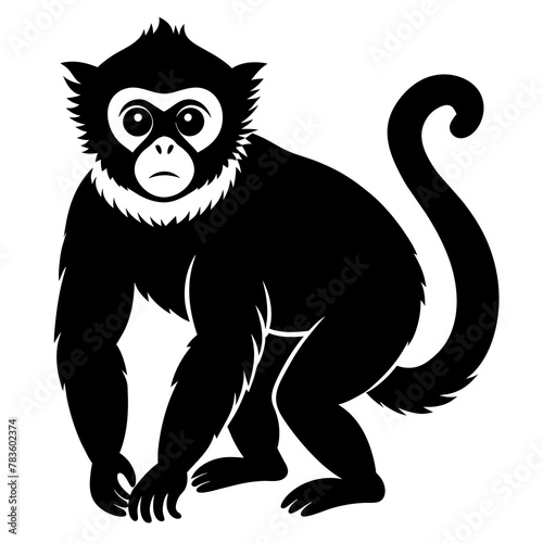 gibbon silhouette vector art illustration