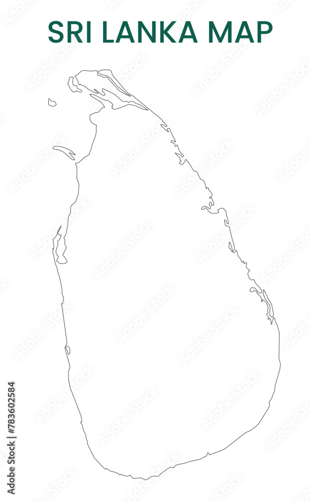 High detailed map of Sri Lanka. Outline map of Sri Lanka. Asia Stock
