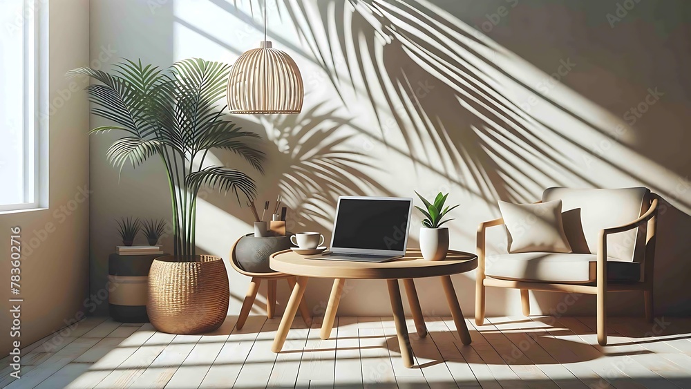 Fototapeta premium Captivating 3D visualization of a modern office interior, design elements