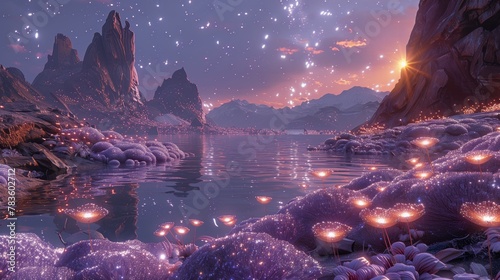 Bioluminescent Flora and Mysterious Landscapes of a Distant World widescreen wallpaper