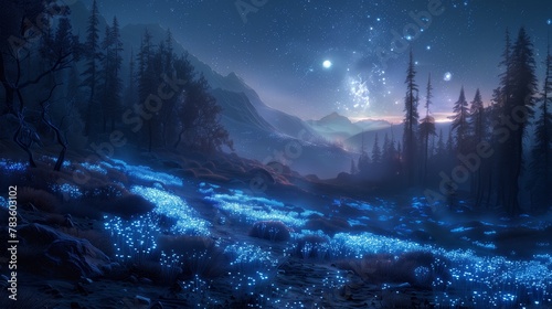 Bioluminescent Flora and Alien Landscapes on a Distant Planet widescreen wallpaper