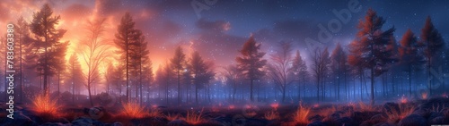 Bioluminescent Flora and Alien Landscapes on a Distant Planet, super ultrawide background 