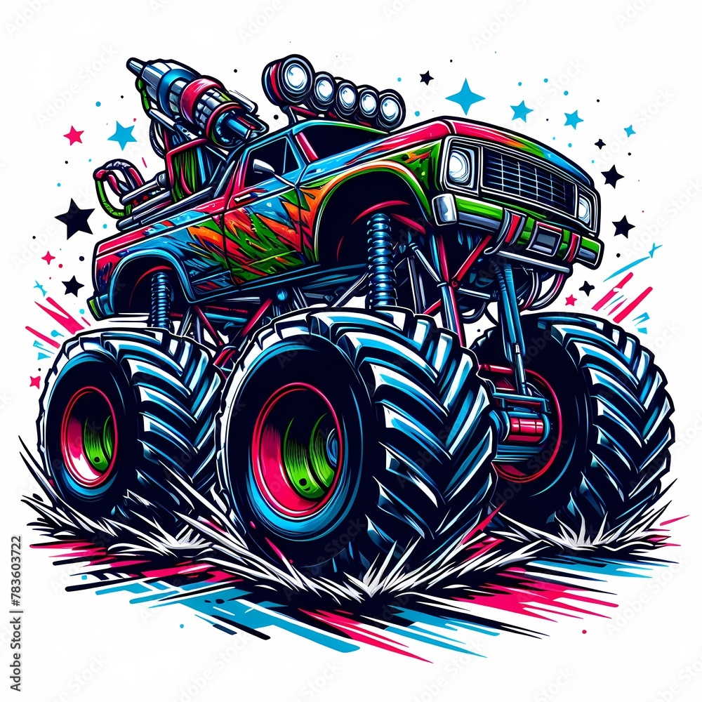 Action-packed monster truck illustration Action-packed monster truck illustration