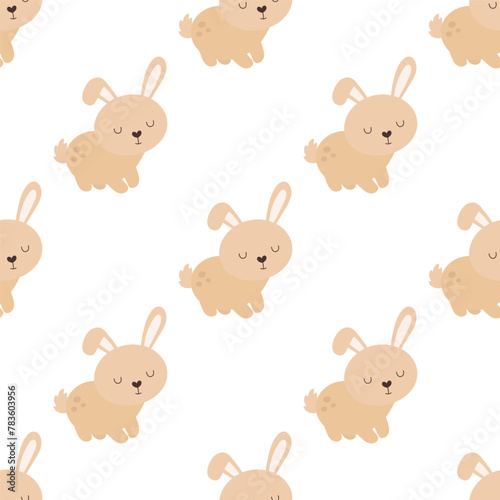 seamless pattern with cartoon rabbit
