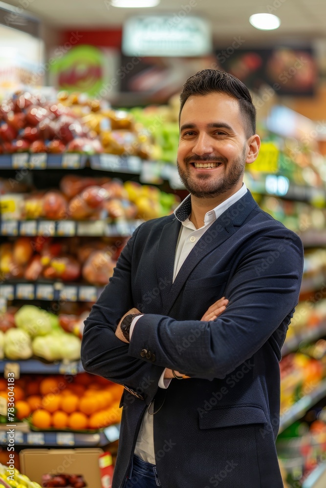 man in a grocery store