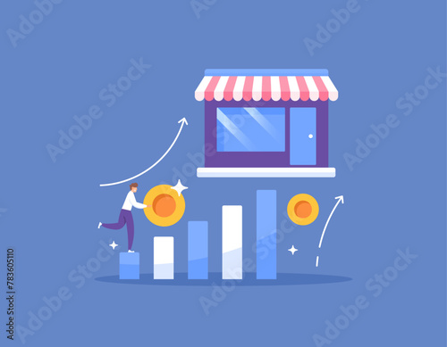 Continue to improve and develop the business. efforts to help to improve small medium enterprises or SMEs. investment and provide capital for new ventures. flat style illustration concept design