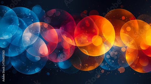 A vibrant abstract background with overlapping circles and bold color contrasts, exuding a lively and energetic atmosphere