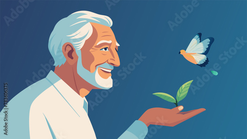 A beaming smile stretched across the face of an older man as he watched a tiny caterpillar emerge from its co and spread its colorful wings for