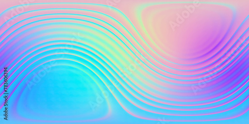 HDRI. Gradient waves, iridescent chrome wavy surface. Full spherical panorama 360 degrees. Cloth, fabric, liquid surface, ripples, reflections. 3D render illustration.