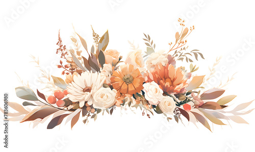 a watercolor border wedding floral arrangement, Generative AI
