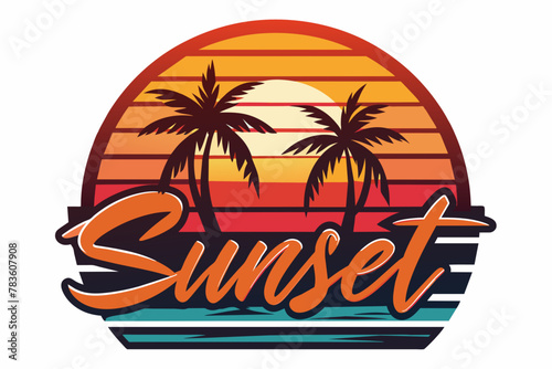 summer-vibes-hawaii-beach- sunset--t-shirt-design-vector illustration 