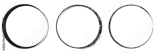 vector brush strokes circles of paint on white background. Ink hand drawn paint brush circle. Logo, label design element vector illustration. Black abstract circle. 