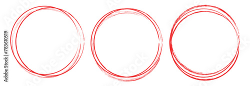 
Red circle brush stroke vector isolated on white background. Red  circle brush stroke. For stamp, seal, ink and paintbrush design template. Grunge hand drawn circle shape, vector Illustration.