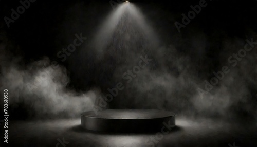 Dramatic Darkness: Abstract Podium with Fog Texture