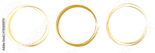 Gold glittering circle of paint golden glitter texture. Abstract gold glittering textured. gold circle frame seton white background.