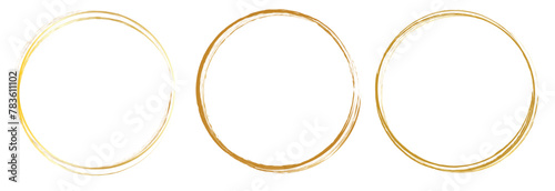Gold glittering circle of paint golden glitter texture. Abstract gold glittering textured. gold circle frame seton white background. photo