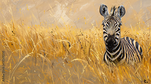 Zebra in the grass field