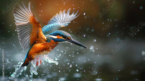 Kingfisher touching water surface © It4All