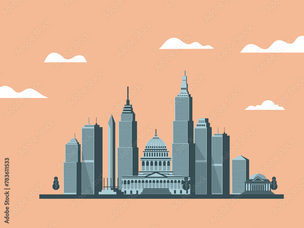 Washington DC city flat illustration