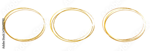 Gold glittering circle of paint golden glitter texture. Abstract gold glittering textured. gold circle frame seton white background. photo