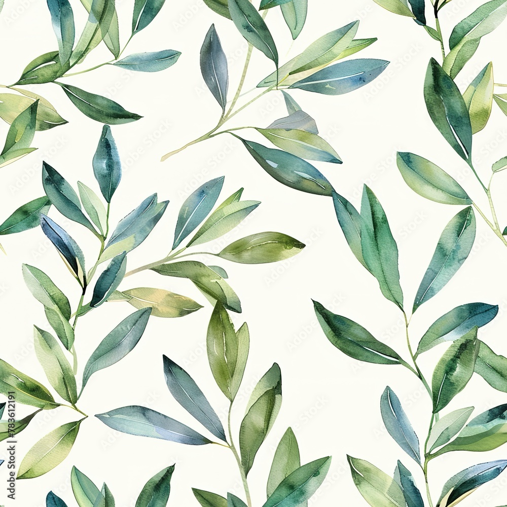 Seamless watercolor olive branches, light and peaceful, Mediterranean vibes. Seamless pattern, Fabric Pattern, Tumbler Wrap, Mug Wrap.