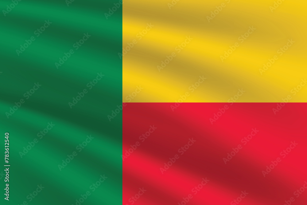 Benin flag vector illustration. Benin national flag. Waving Benin flag.
