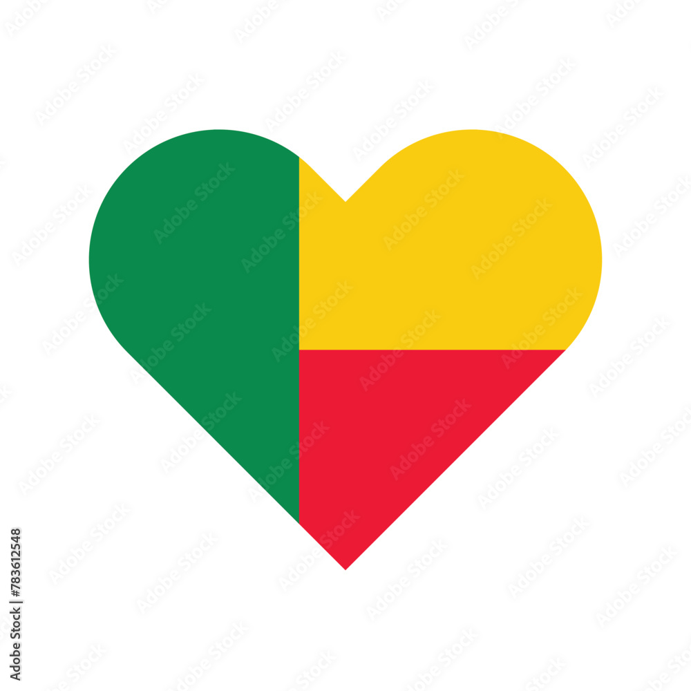 Benin national flag vector illustration. Benin Heart flag.
Benin national flag vector illustration. Benin Heart flag.