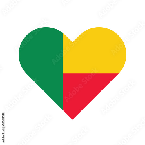 Benin national flag vector illustration. Benin Heart flag. 