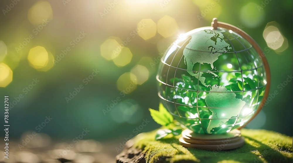 Globe Glass In Green Forest - Environment Concept Globe Glass In Green Forest - Environment Concept